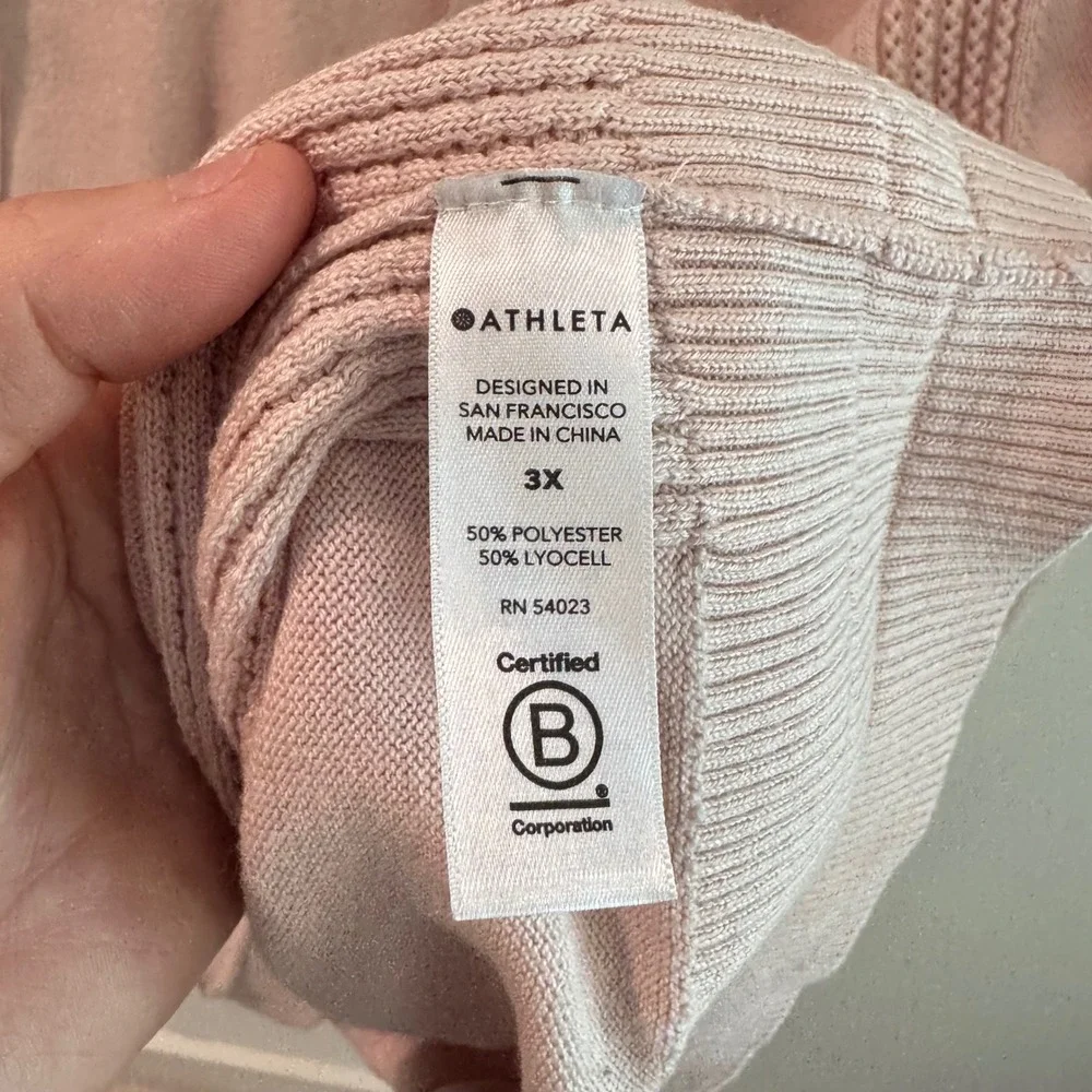 Athleta Evergreen Sweater‎ Hoodie in Orchid Pink V-Neck Mesh Raglan 3X